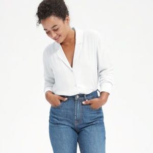 Everlane clean silk notch shirt